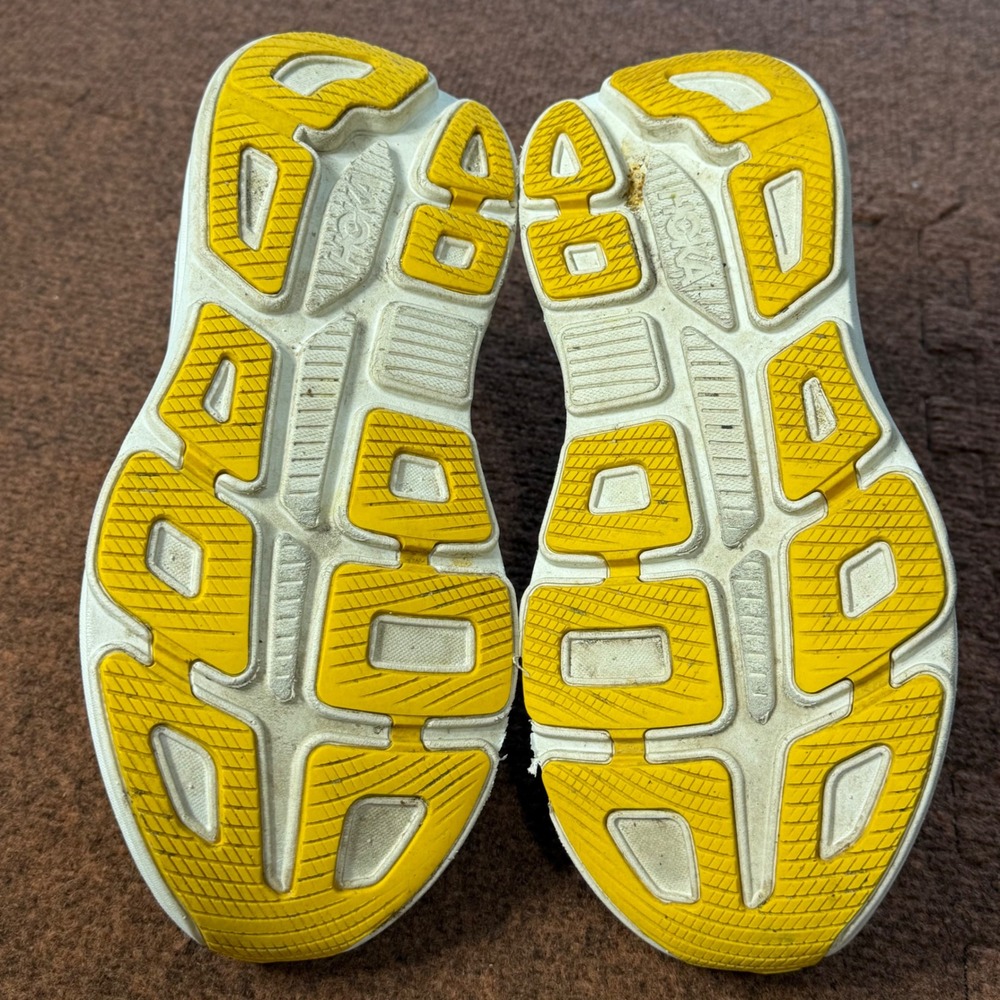 Hoka Bondi 9 Womens Running Shoes 8.5 Alabaster Sea Glass Pink Yellow 1162012 A- - Picture 5 of 11